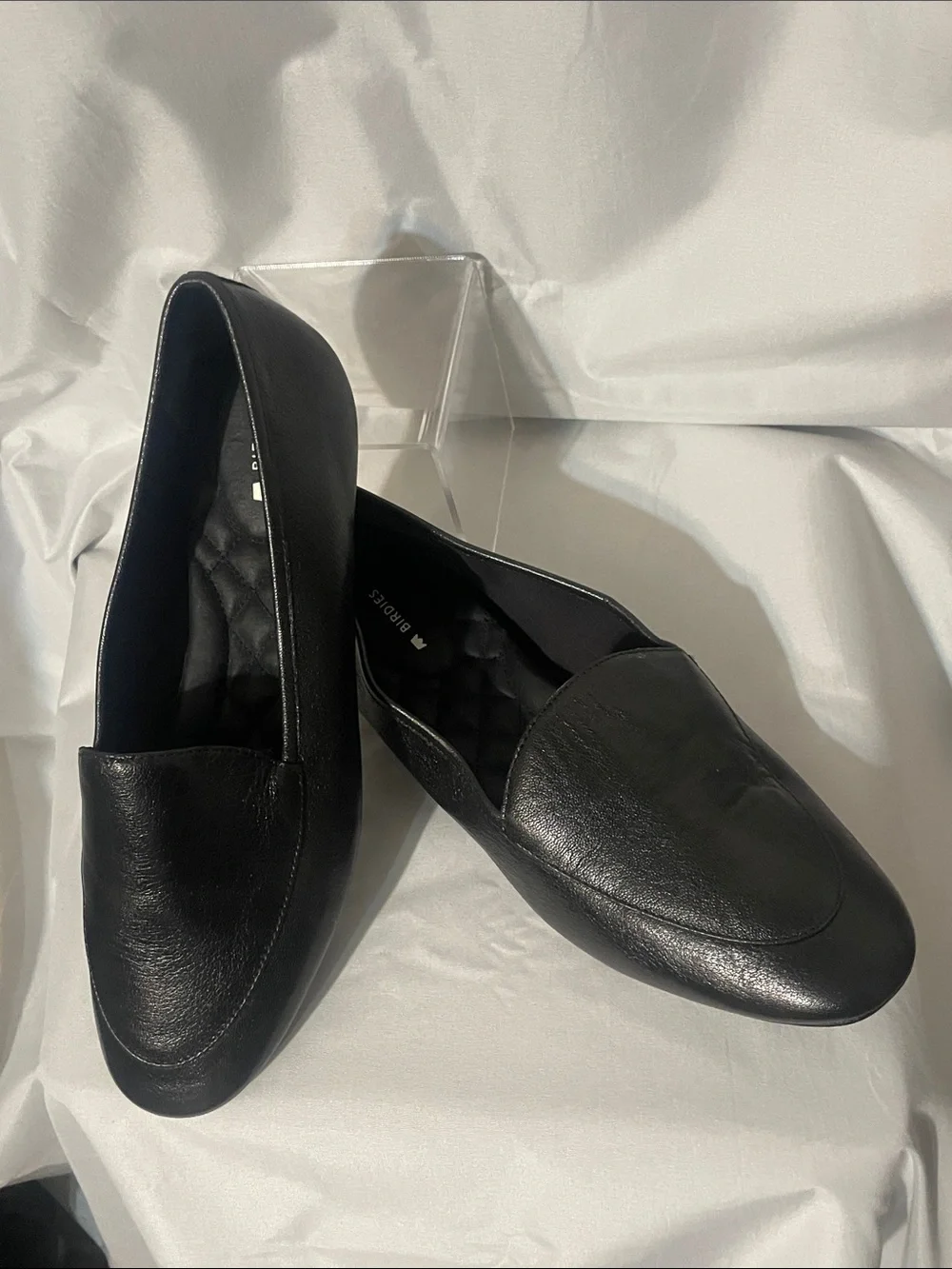 Birdies Vesper Black Tumbled Leather Comfort Loafers Flats 9.5